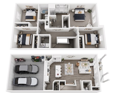 Floor plan for 4 beds, 2.5 baths, 1803 sqft